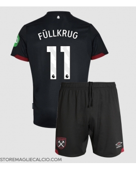 West Ham United Niclas Fullkrug #11 Maglia Gara Trasferta Repliche 2024-25 Bambino Maniche Corte